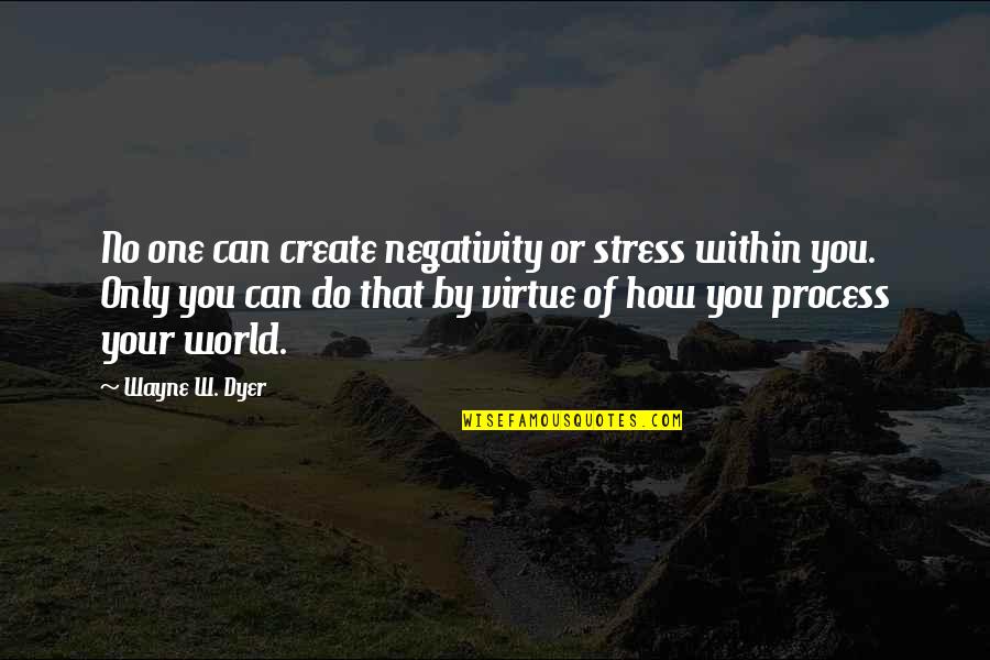 No Negativity Quotes By Wayne W. Dyer: No one can create negativity or stress within