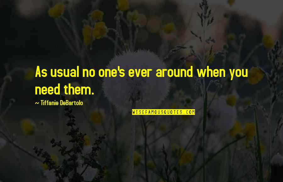 No One Around Quotes By Tiffanie DeBartolo: As usual no one's ever around when you