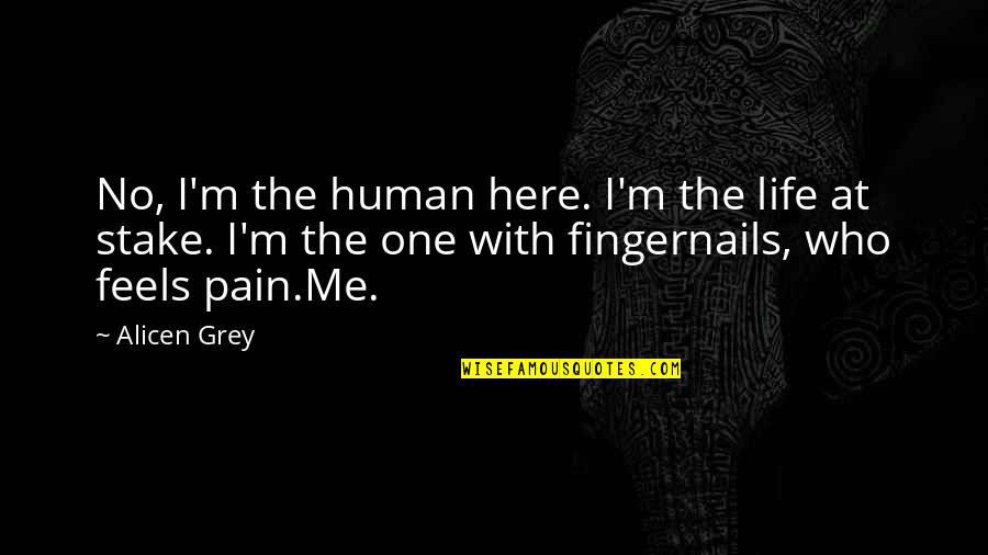 No One Feels Your Pain Quotes By Alicen Grey: No, I'm the human here. I'm the life No One Feels Your Pain Quotes By Alicen Grey: No, I'm the human here. I'm the life
