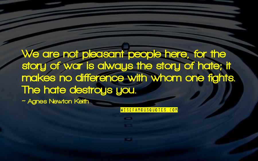 No One Is For You Quotes By Agnes Newton Keith: We are not pleasant people here, for the