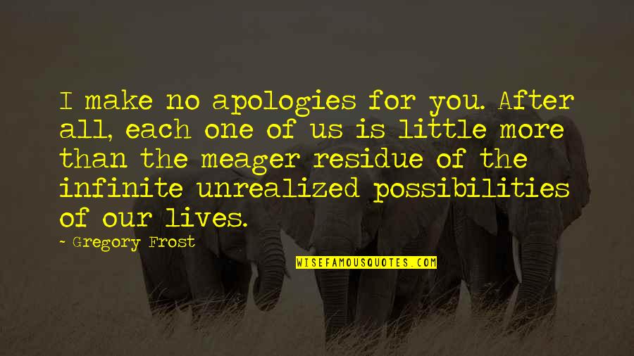 No One Is For You Quotes By Gregory Frost: I make no apologies for you. After all,