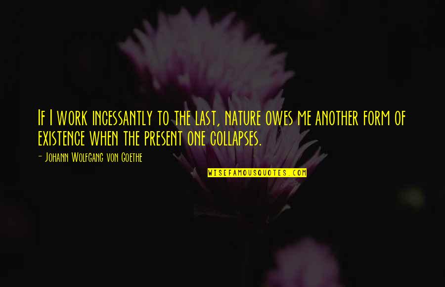 No One Owes You Quotes By Johann Wolfgang Von Goethe: If I work incessantly to the last, nature No One Owes You Quotes By Johann Wolfgang Von Goethe: If I work incessantly to the last, nature