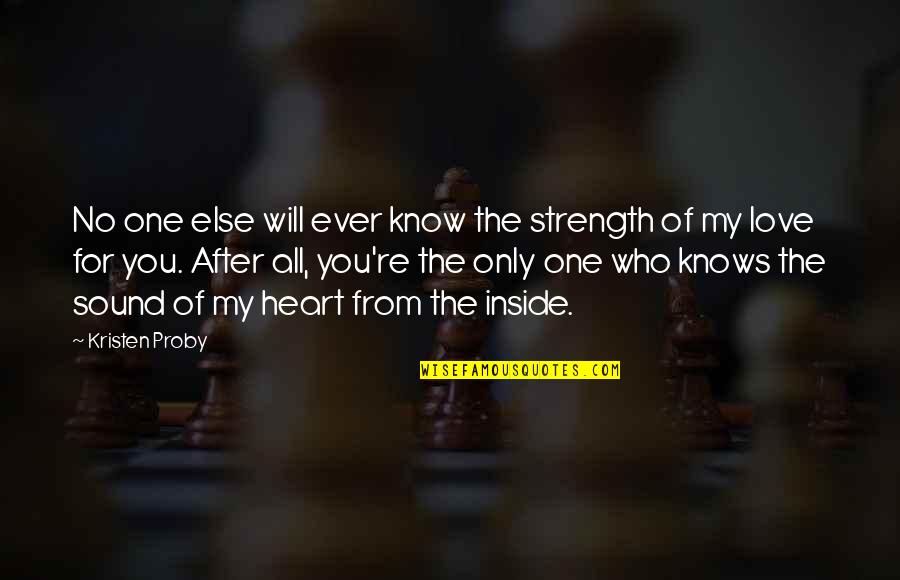 No One Will Ever Know Quotes By Kristen Proby: No one else will ever know the strength