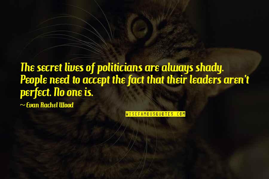 No One's Perfect Quotes By Evan Rachel Wood: The secret lives of politicians are always shady.