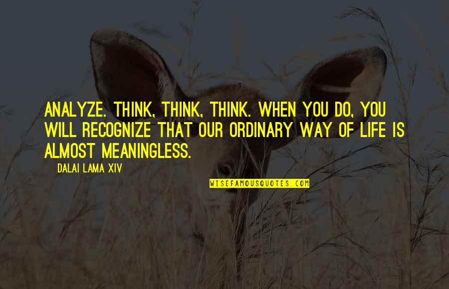 No Ordinary Life Quotes By Dalai Lama XIV: Analyze. Think, think, think. When you do, you