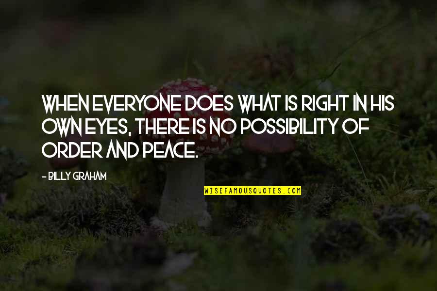 No Peace Quotes By Billy Graham: When everyone does what is right in his