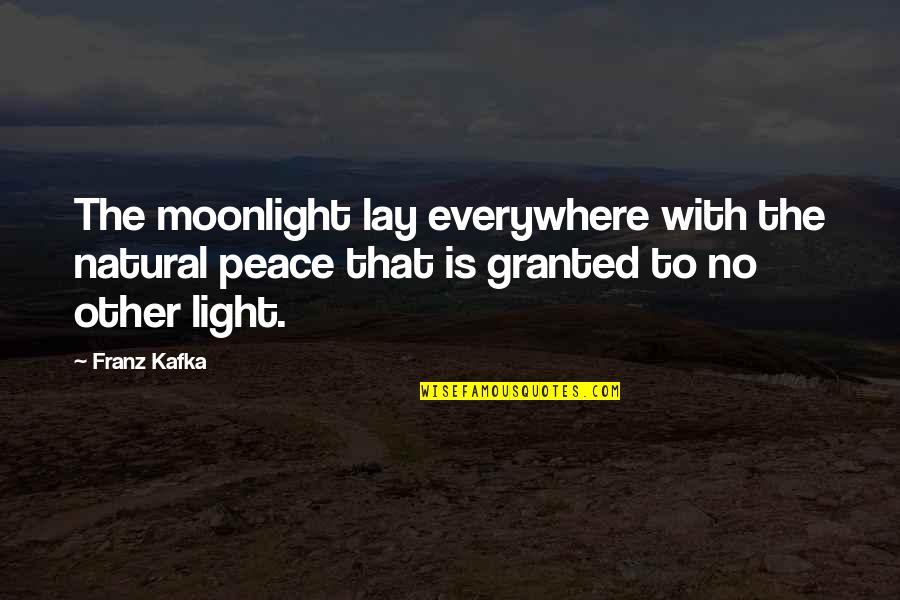 No Peace Quotes By Franz Kafka: The moonlight lay everywhere with the natural peace