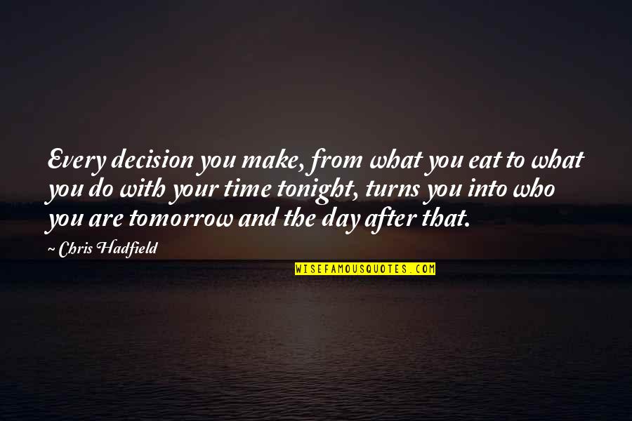 No Petrol Quotes By Chris Hadfield: Every decision you make, from what you eat No Petrol Quotes By Chris Hadfield: Every decision you make, from what you eat