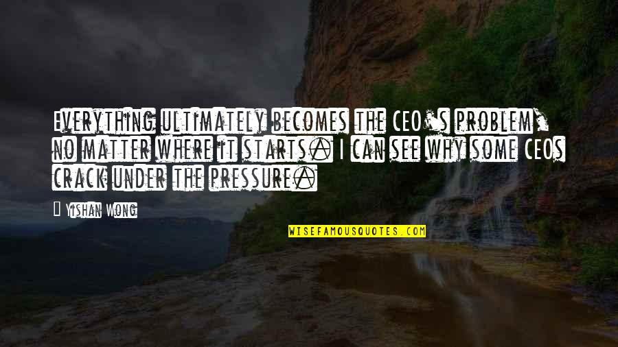 No Pressure Quotes By Yishan Wong: Everything ultimately becomes the CEO's problem, no matter