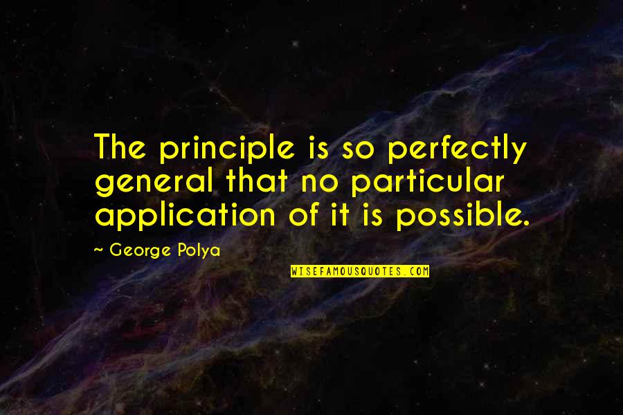 No Principles Quotes By George Polya: The principle is so perfectly general that no
