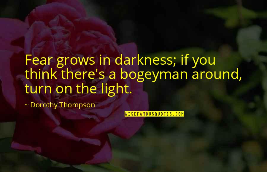 No Regrets Image Quotes By Dorothy Thompson: Fear grows in darkness; if you think there's