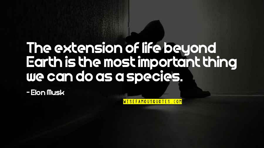 No Role Modelz Quotes By Elon Musk: The extension of life beyond Earth is the
