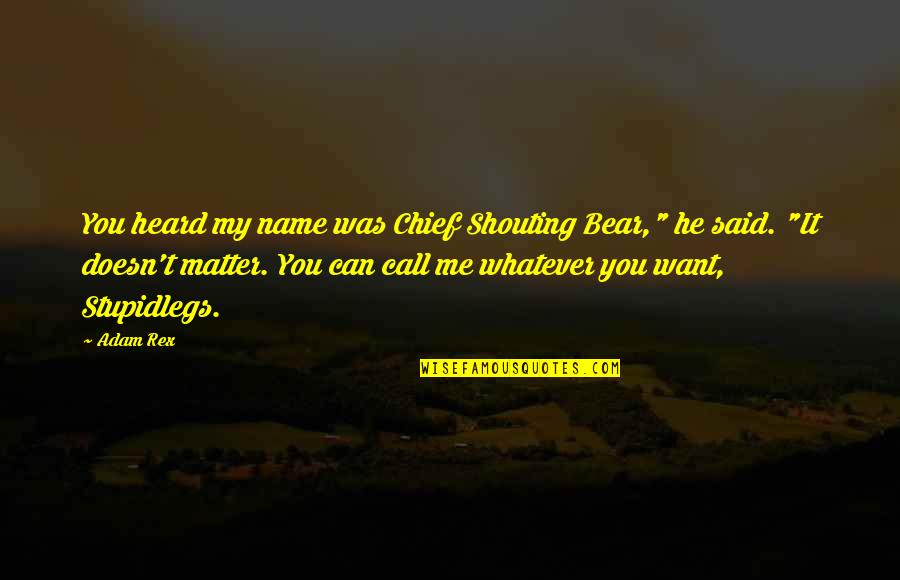 No Shouting Quotes By Adam Rex: You heard my name was Chief Shouting Bear,"