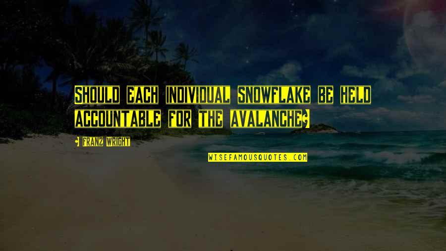No Snowflake In An Avalanche Quotes By Franz Wright: Should each individual snowflake be held accountable for