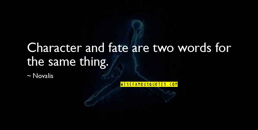 No Such Thing As Fate Quotes By Novalis: Character and fate are two words for the