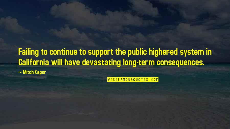 No Support System Quotes By Mitch Kapor: Failing to continue to support the public higher-ed