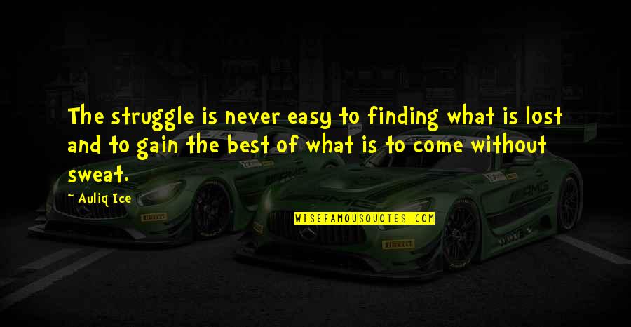 No Sweat Quotes By Auliq Ice: The struggle is never easy to finding what
