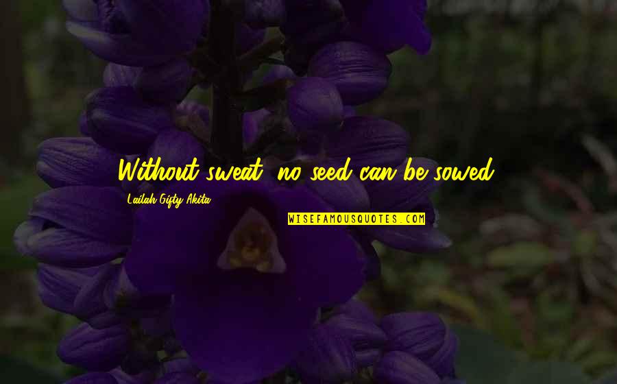 No Sweat Quotes By Lailah Gifty Akita: Without sweat, no seed can be sowed.