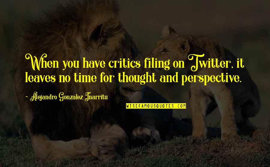 No Time For You Quotes By Alejandro Gonzalez Inarritu: When you have critics filing on Twitter, it
