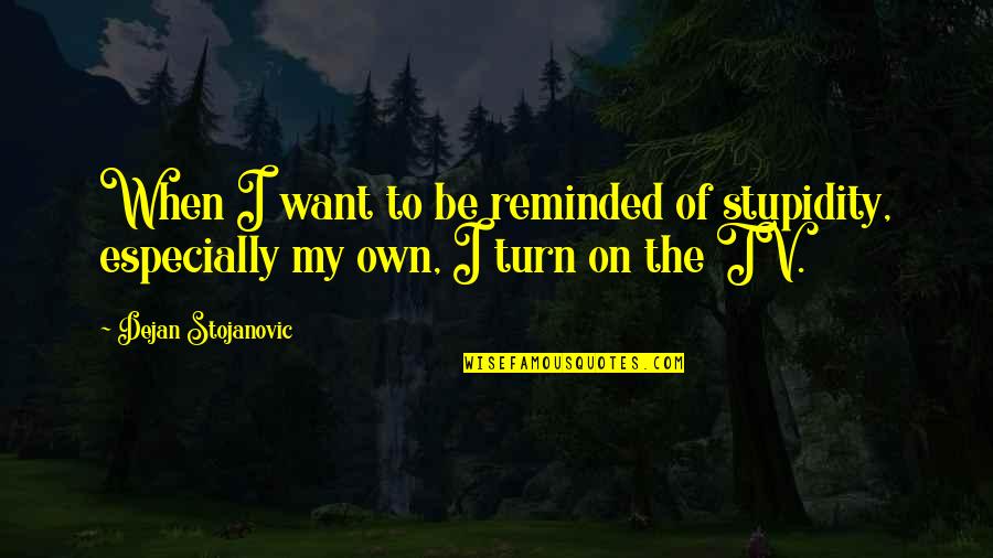 No U Turn Quotes By Dejan Stojanovic: When I want to be reminded of stupidity,