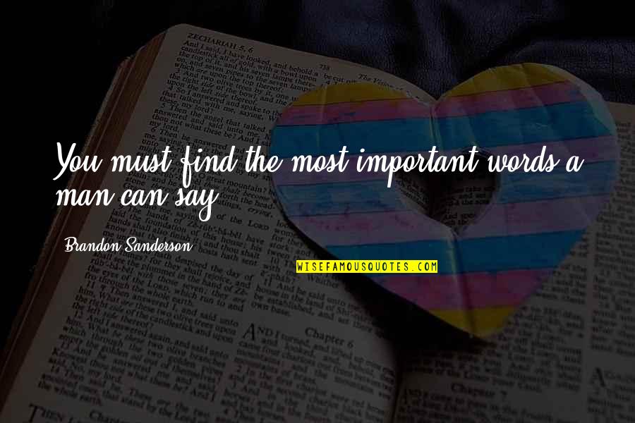 No Words Can Say Quotes By Brandon Sanderson: You must find the most important words a