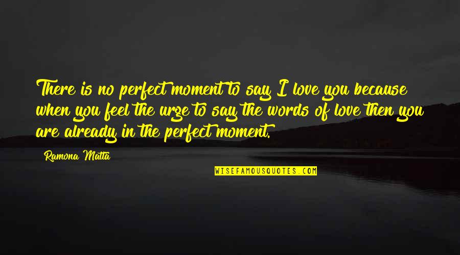 No Words Love Quotes By Ramona Matta: There is no perfect moment to say I