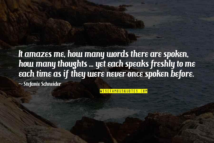 No Words Spoken Quotes By Stefanie Schneider: It amazes me, how many words there are