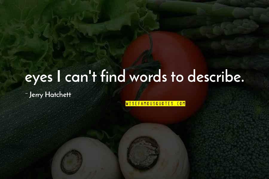 No Words To Describe You Quotes By Jerry Hatchett: eyes I can't find words to describe.