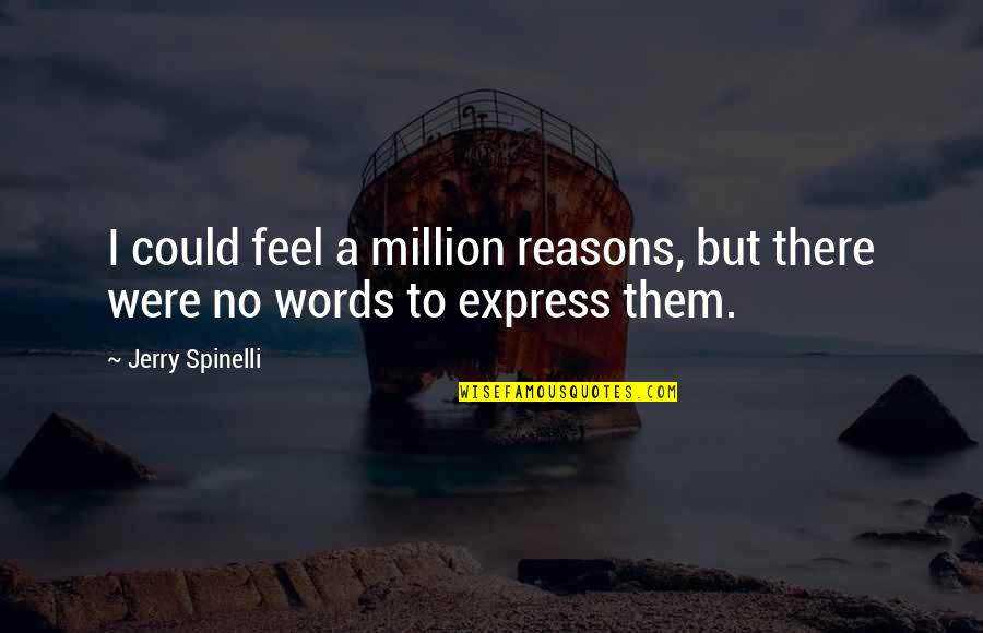 No Words To Express My Love Quotes By Jerry Spinelli: I could feel a million reasons, but there