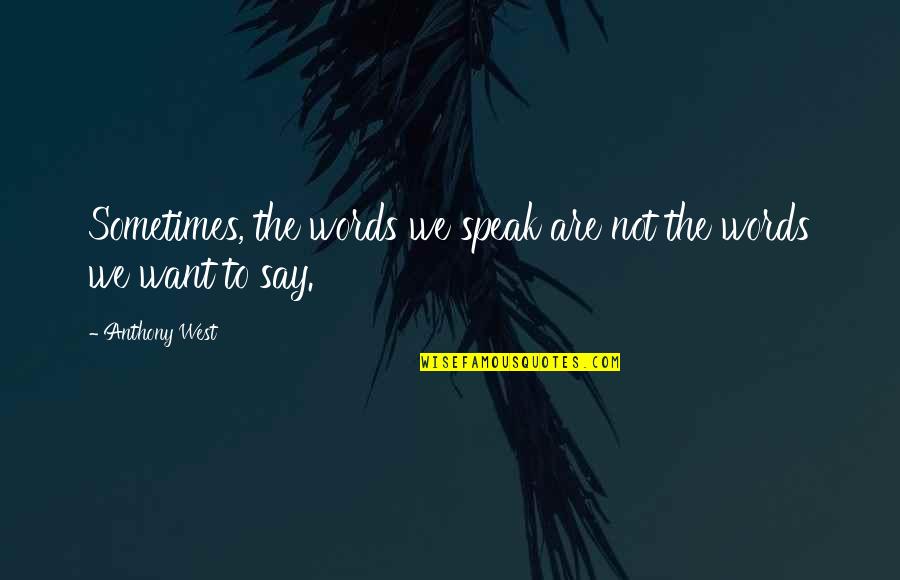 No Words To Speak Quotes By Anthony West: Sometimes, the words we speak are not the