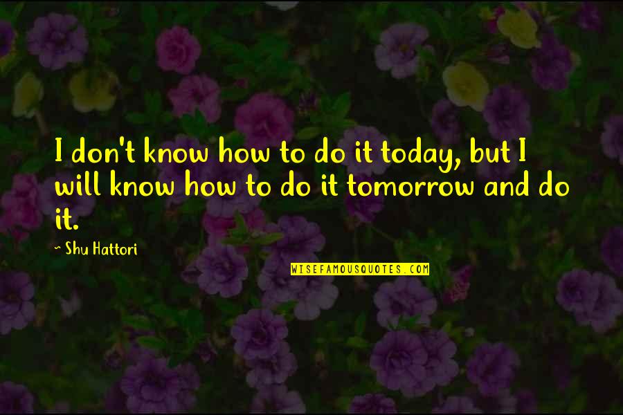 No Work Tomorrow Quotes By Shu Hattori: I don't know how to do it today,