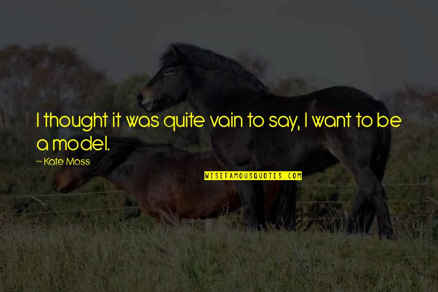 No Worries Picture Quotes By Kate Moss: I thought it was quite vain to say,