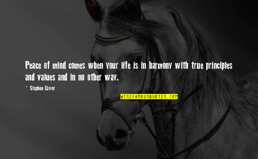 No Worth Quotes By Stephen Covey: Peace of mind comes when your life is