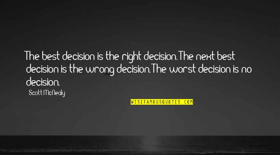 No Wrong Decision Quotes By Scott McNealy: The best decision is the right decision. The