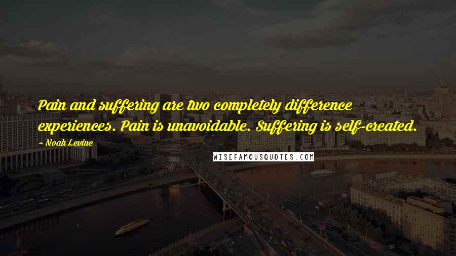 Noah Levine quotes: Pain and suffering are two completely difference experiences. Pain is unavoidable. Suffering is self-created.