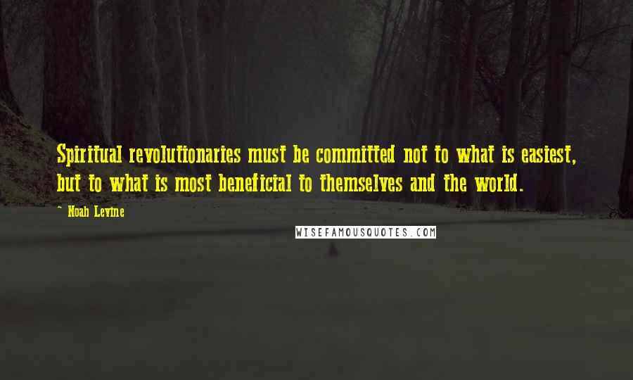 Noah Levine quotes: Spiritual revolutionaries must be committed not to what is easiest, but to what is most beneficial to themselves and the world.