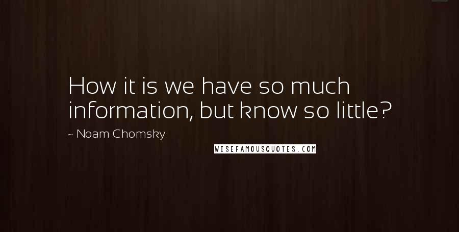 Noam Chomsky quotes: How it is we have so much information, but know so little?