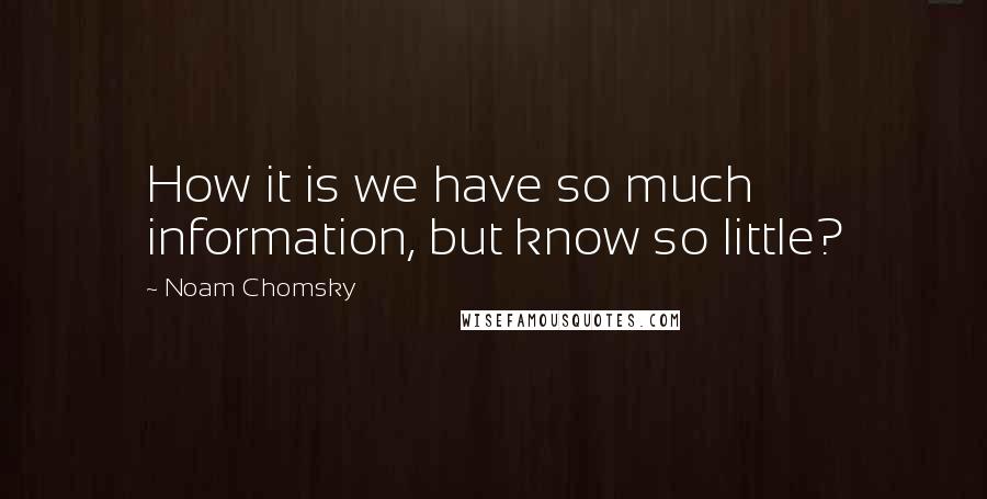 Noam Chomsky quotes: How it is we have so much information, but know so little? Noam Chomsky quotes: How it is we have so much information, but know so little?