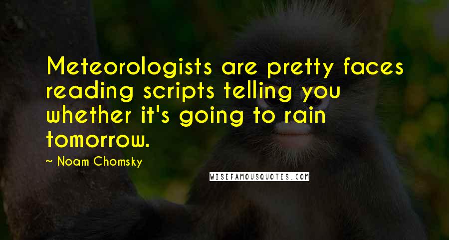 Noam Chomsky quotes: Meteorologists are pretty faces reading scripts telling you whether it's going to rain tomorrow.
