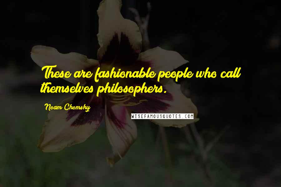 Noam Chomsky quotes: These are fashionable people who call themselves philosophers.