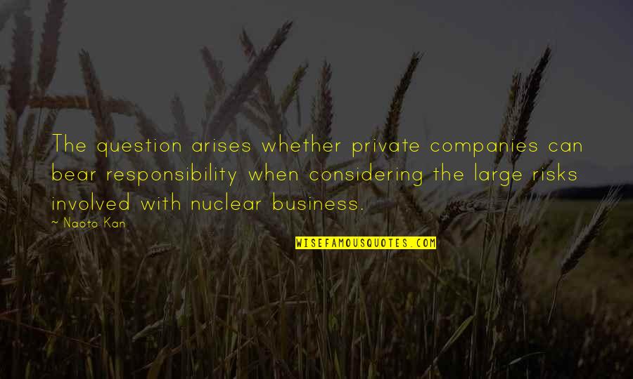Nobilio Whitewater Quotes By Naoto Kan: The question arises whether private companies can bear Nobilio Whitewater Quotes By Naoto Kan: The question arises whether private companies can bear