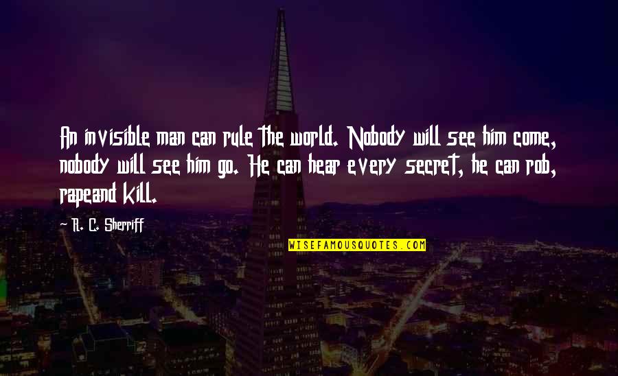 Nobody Can See It Quotes By R. C. Sherriff: An invisible man can rule the world. Nobody Nobody Can See It Quotes By R. C. Sherriff: An invisible man can rule the world. Nobody