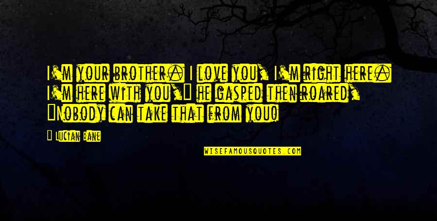 Nobody Here Quotes By Lucian Bane: I'm your brother. I love you, I'm right