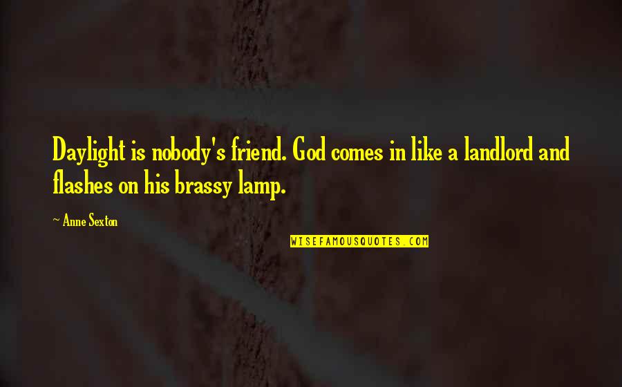 Nobody Is Your Friend Quotes By Anne Sexton: Daylight is nobody's friend. God comes in like Nobody Is Your Friend Quotes By Anne Sexton: Daylight is nobody's friend. God comes in like