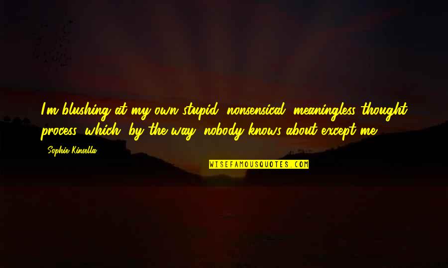 Nobody Knows But Me Quotes By Sophie Kinsella: I'm blushing at my own stupid, nonsensical, meaningless