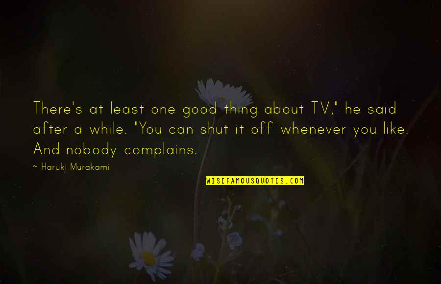 Nobody Like You Quotes By Haruki Murakami: There's at least one good thing about TV,"