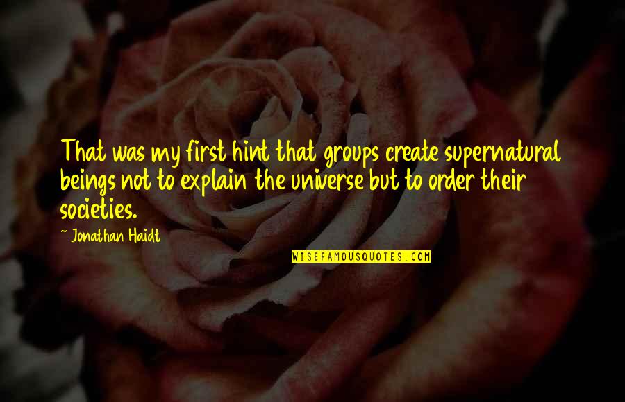 Nobody Will Understand Me Quotes By Jonathan Haidt: That was my first hint that groups create Nobody Will Understand Me Quotes By Jonathan Haidt: That was my first hint that groups create