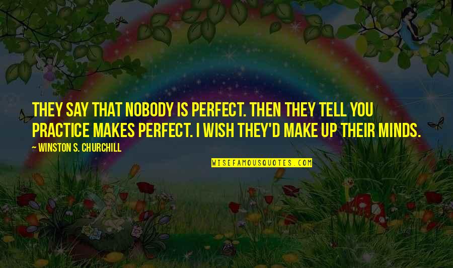 Nobody'd Quotes By Winston S. Churchill: They say that nobody is perfect. Then they