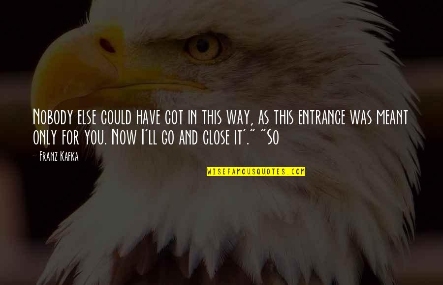 Nobody'll Quotes By Franz Kafka: Nobody else could have got in this way,