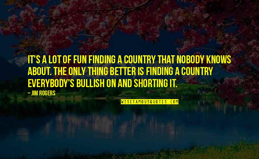 Nobody's Better Than You Quotes By Jim Rogers: It's a lot of fun finding a country